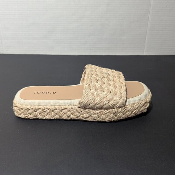 Torrid Jute Raffia Woven Platform Slides W 7 - Picture 1 of 10